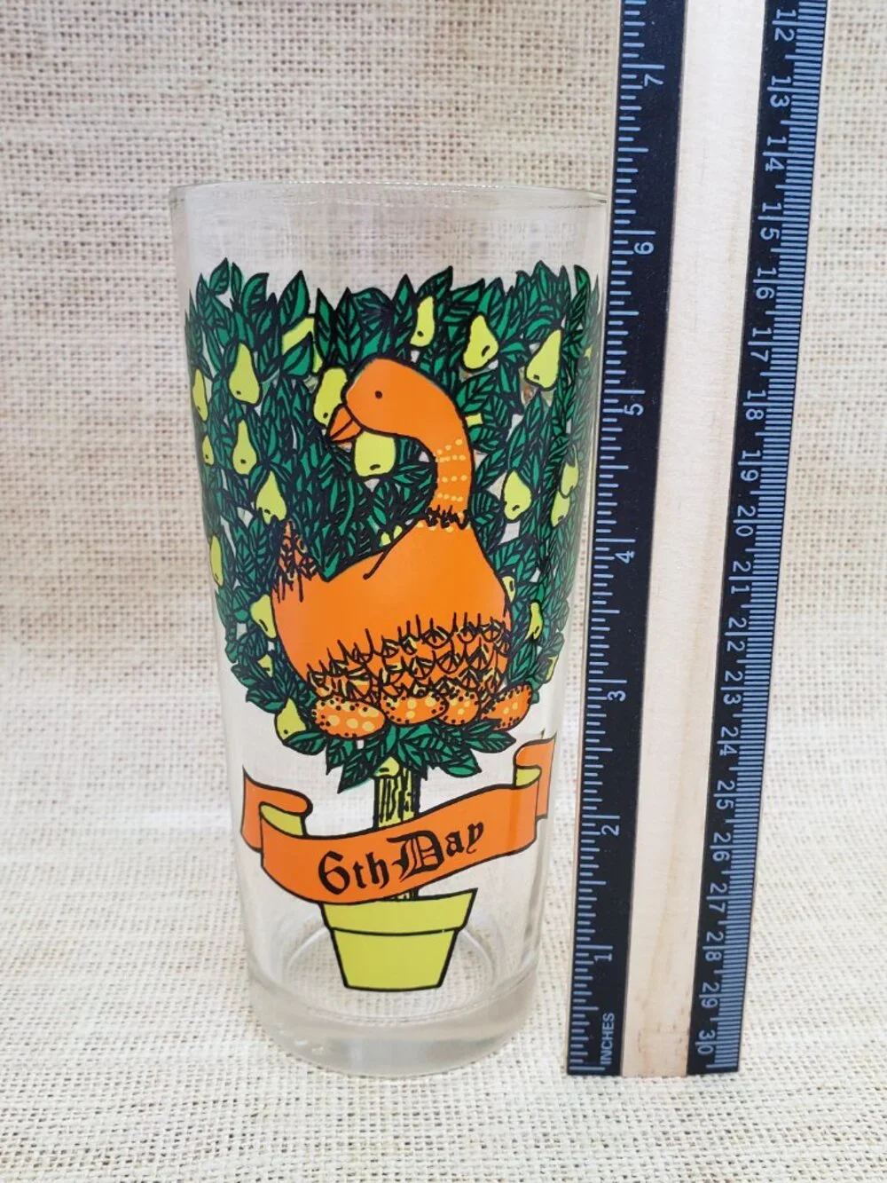 Vintage 12 Days of Christmas Pepsi Drinking Glass Day 6 Geese Laying 1970s Carol